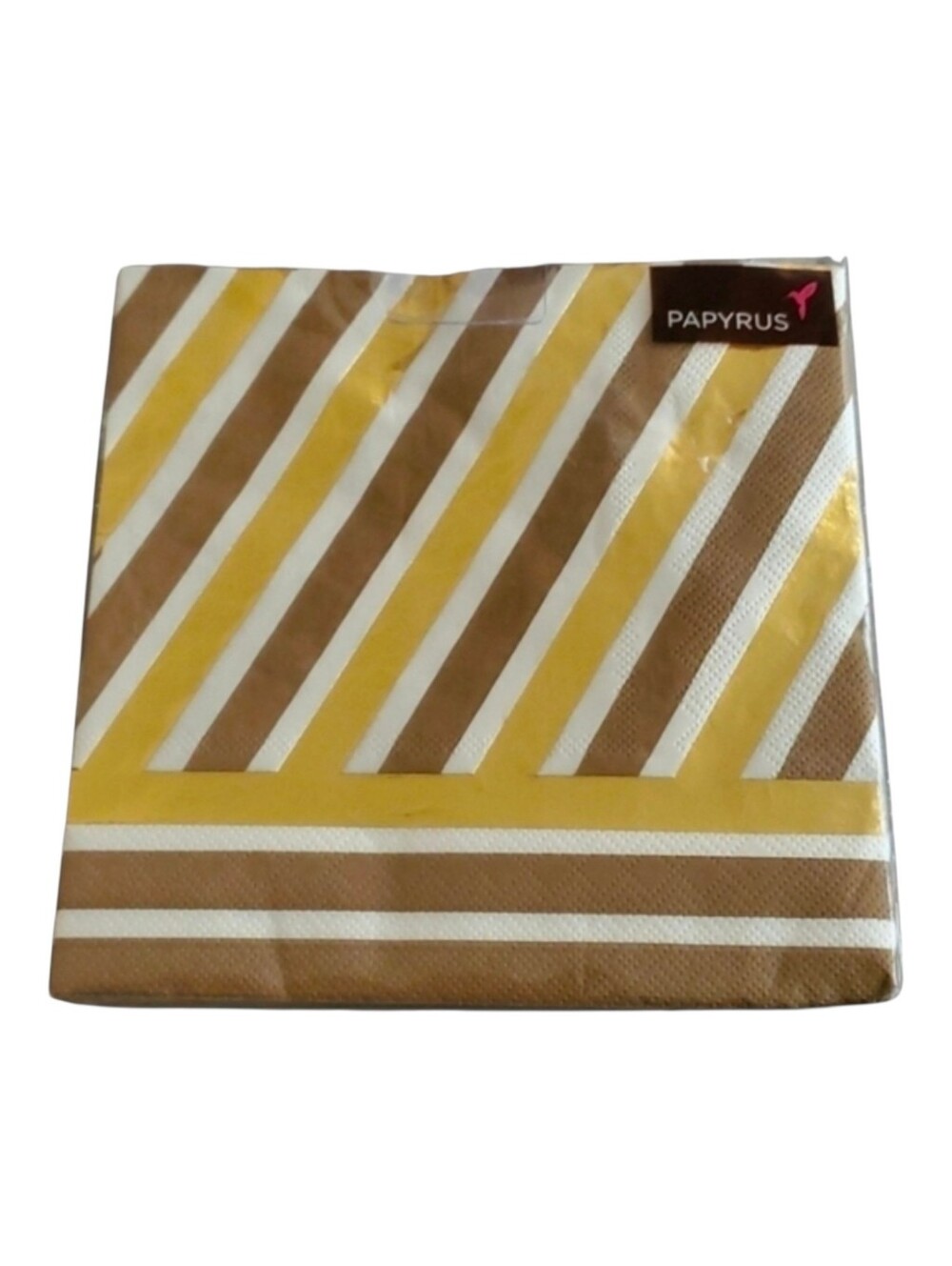Gold Foil Papyrus lunch napkins ONE PACK of 20 napkins goil foil brown & white